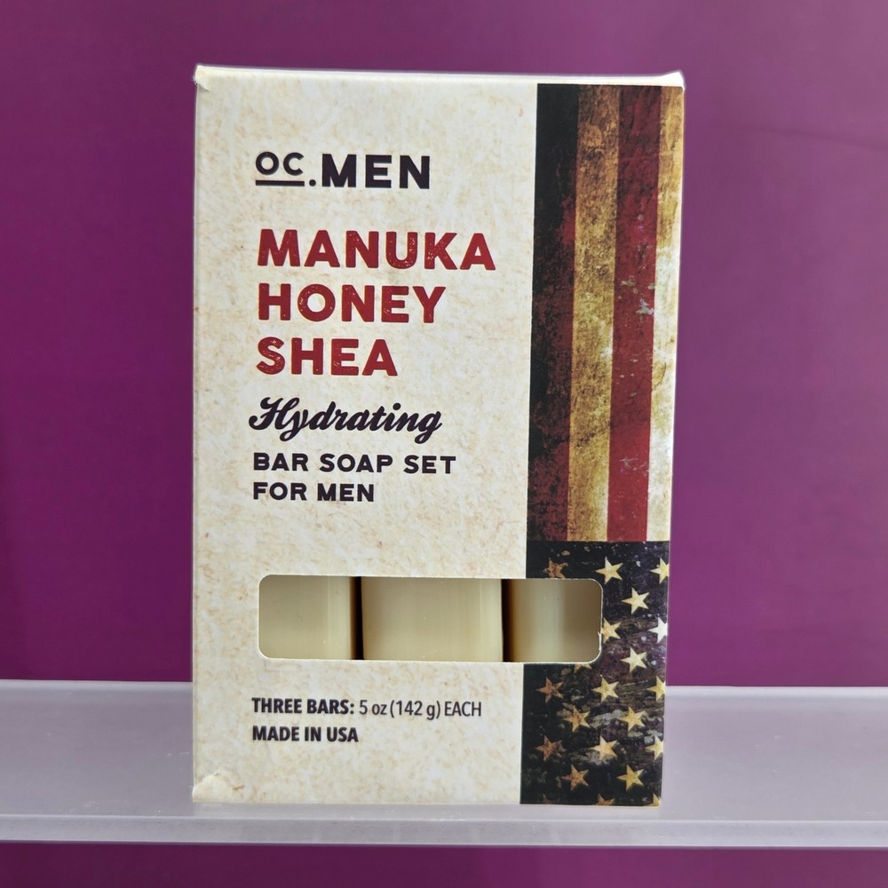 OC MEN Bar Soap Set Men 3 Pack Manuka Honey Shea Hydrating Natural USA‎ Eco